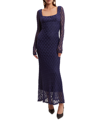 Bardot Adoni Long Sleeve Lace Overlay Midi Dress In Navy