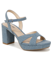 Lifestride Last Dance Platform Sandal In Blue Denim Fabric