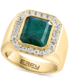 EFFY COLLECTION EFFY EMERALD (5-1/2 CT. T.W.) & WHITE SAPPHIRE (3/4 CT. T.W.) HALO RING IN 14K GOLD-PLATED STERLING 