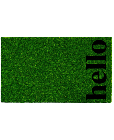 Home & More Vertical Hello Coir/vinyl Doormat, 24" X 36" In Green,black