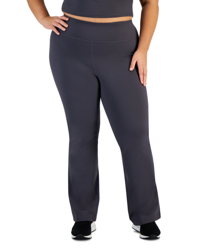 Id Ideology Plus Size High Rise Flared Leggings, Created For Macy's In Deep Charcoal