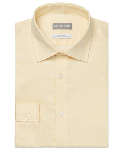 Michael Kors Mens Regular Fit Non-iron Button-down Shirt In Lemon Glaze