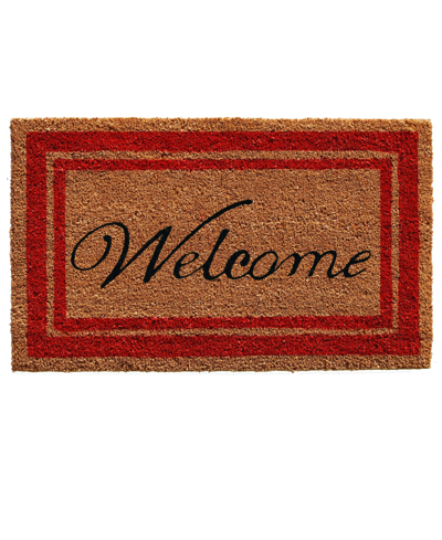 Home & More Border Welcome Coir/vinyl Doormat, 24" X 36" In Natural,red