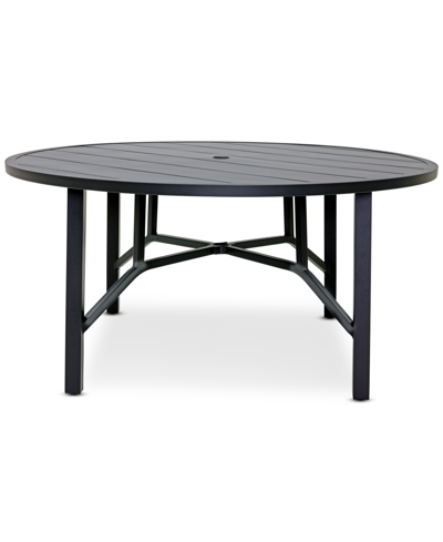 Agio Astaire 60" Round Outdoor Slat Top Dining Table In Dark Brown Aluminum