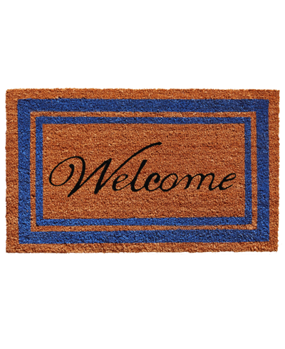 Home & More Border Welcome Coir/vinyl Doormat, 18" X 30" In Natural,blue