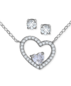 GIANI BERNINI 2-PC. SET CUBIC ZIRCONIA HEART PENDANT NECKLACE & SOLITAIRE STUD EARRINGS, CREATED FOR MACY'S