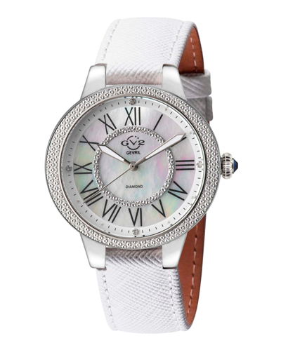 Gv2 By Gevril Women's Astor Ii White Leather Watch 38mm