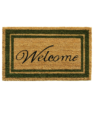 Home & More Border Welcome Coir/vinyl Doormat, 18" X 30" In Natural,sage Green