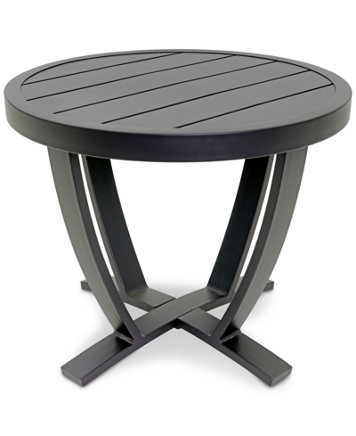 Agio Astaire 24" Round Outdoor Slat Top End Table In Dark Brown Aluminum