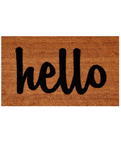 Home & More Hello Script Coir/vinyl Doormat, 17" X 29" In Natural,black