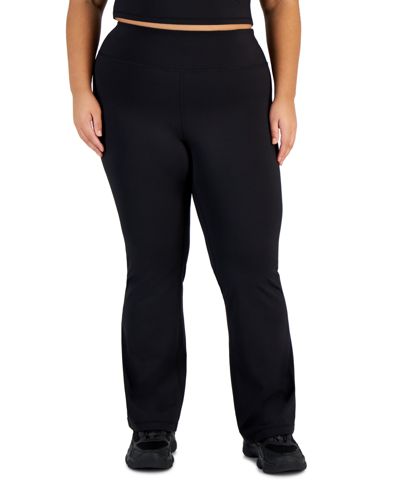 Id Ideology Plus Size High Rise Flared Leggings, Created For Macy's In Deep Black