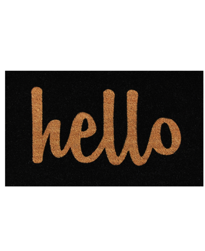 Home & More Hello Script Coir/vinyl Doormat, 17" X 29" In Black,natural