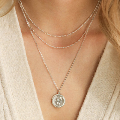 Ayou Jewelry Saint Christopher Necklace In Grey