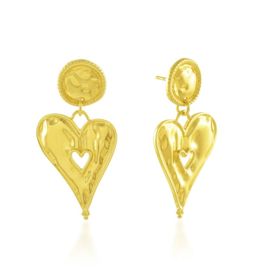 Arvino Textured Sweet Heart Earrings Gold Vermeil