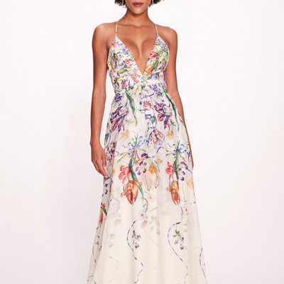 Marchesa Notte Ribbons Gown In White