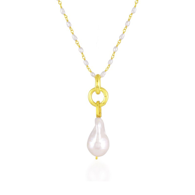 Arvino Baroque Pearl Charm Beaded Necklace In Gold