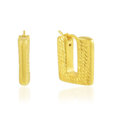 Arvino Textured Quad Huggies Earrings Gold Vermeil