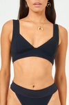 L*space Hailey Rib Bikini Top In Black