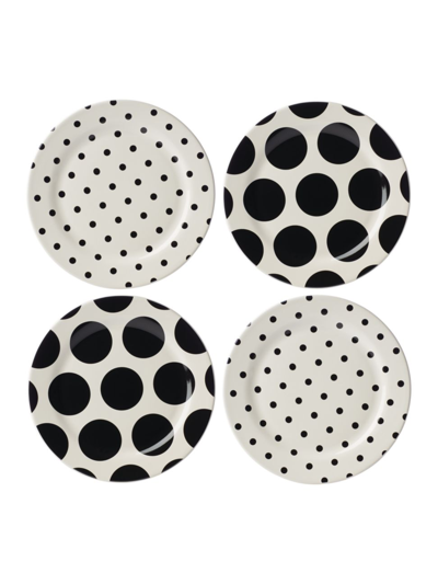 Kate Spade Deco Dot On The Dot 4-piece Assorted Accent Plate Set In White