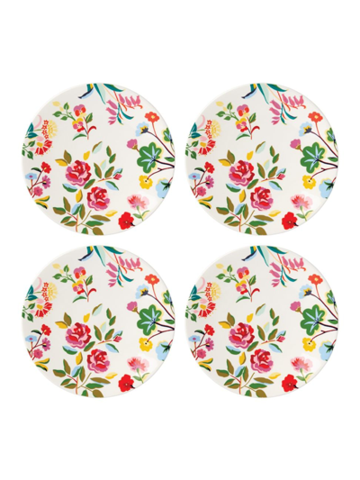 Kate Spade Garden Floral Accent Plates 4-piece Set In White