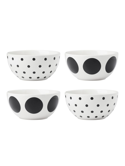 Kate Spade Deco Dot On The Dot 4-piece Assorted All-purpose Bowls Set In White