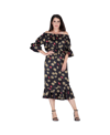 STANDARDS & PRACTICES WOMEN'S FLORAL PRINT OFF-SHOULDER HIGH-END SATIN MIDI DRESS