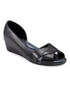 Easy Spirit Bernie Womens Leather Crisscross Straps Wedge Heels In Black Leather