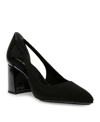 Anne Klein Akbartow Womens Solid Textured Block Heels In Black Fabric