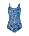 Lands' End Women's Ddd-Cup Chlorine Resistant Scoop Neck Soft Cup Tugless  Sporty One Piece Swimsuit Print