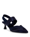 Anne Klein Ireland Womens Strappy Textured Slingback Heels In Navy Fabric