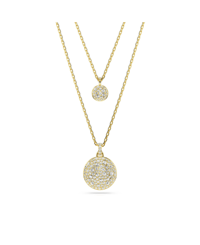 SWAROVSKI WHITE, RHODIUM PLATED OR ROSE-GOLD TONE OR GOLD-TONE METEORA LAYERED PENDANT NECKLACE