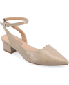Journee Collection Women's Keefa Wide Width Ankle Strap Flats In Taupe