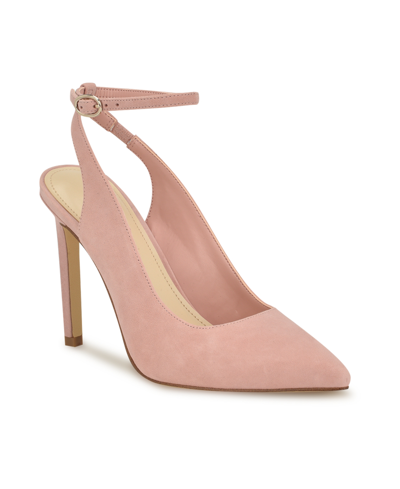 Nine West Women's Taran Stiletto Heel Pointy Toe Dress Pumps In Light Pink Suede