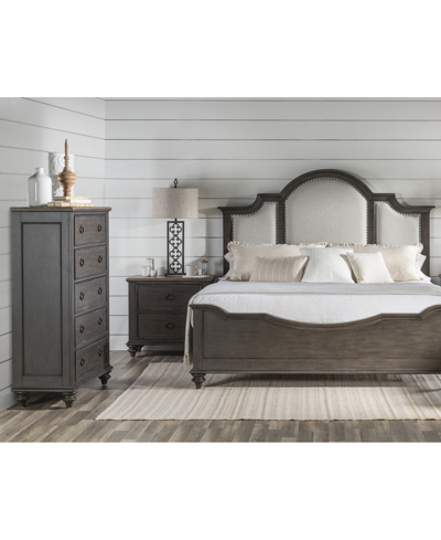 MACY'S MANDEVILLE 3PC BEDROOM SET (UPHOLSTERED CALIFORNIA KING BED + DRAWER CHEST + 2-DRAWER NIGHTSTAND)