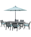 Agio Astaire Outdoor 7-pc Dining Set (84x42" Table + 4 Dining Chairs + 2 Swivel Chairs), Created For Macy In Spa Light Blue