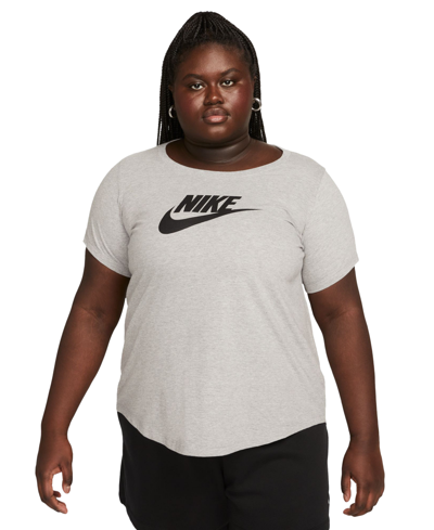 Nike Plus Size Active Sportswear Essentials Short-sleeve Logo T-shirt In Dark Grey Heather