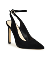 Nine West Women's Tabita Tapered Heel Pointy Toe Dress Pumps Women's Shoes In Black Suede