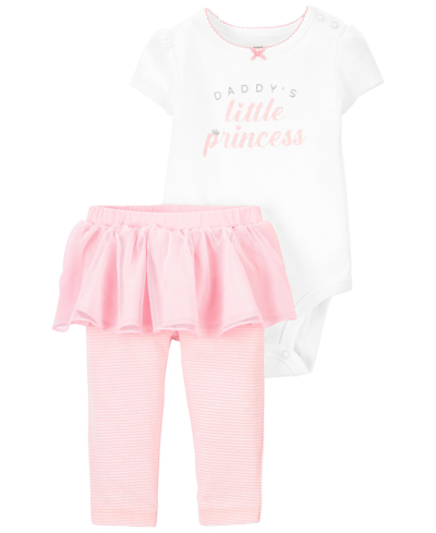 Carter's Baby Girls Daddy's Princess Bodysuit And Tutu Pants, 2 Piece Set In Pink