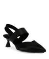 Anne Klein Ireland Womens Strappy Textured Slingback Heels In Black Fabric
