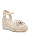 Anne Klein Crystal Espadrille Slide Sandal In Natural Raffia Crystal
