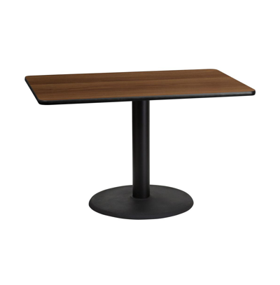 Emma+oliver 30"x48" Rectangular Laminate Table With 24" Round Table Base In Walnut