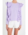 English Factory Poplin Ruffle Trim Shirt In Lilac