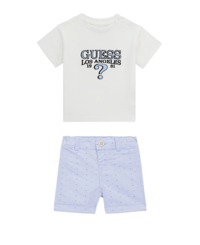 Guess Baby Boys Blue Cotton Shorts Set