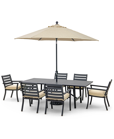 Agio Astaire Outdoor 7-pc Dining Set (84x42" Table + 6 Dining Chairs) In Straw Natural