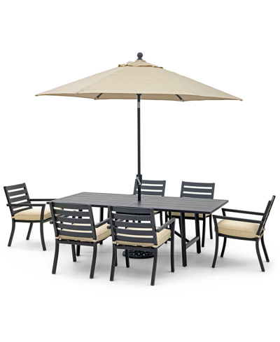 Agio Astaire Outdoor 7-pc Dining Set (84x42" Table + 6 Dining Chairs), Created For Macy's In Straw Natural