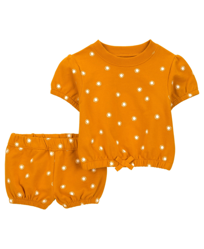 Carter's Baby Girls Sun Sweatshirt And Shorts, 2 Piece Set In Yellow