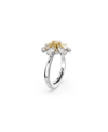 Swarovski Mixed Cuts, Flower, Yellow, Rhodium Plated Idyllia Cocktail Ring In Yellow