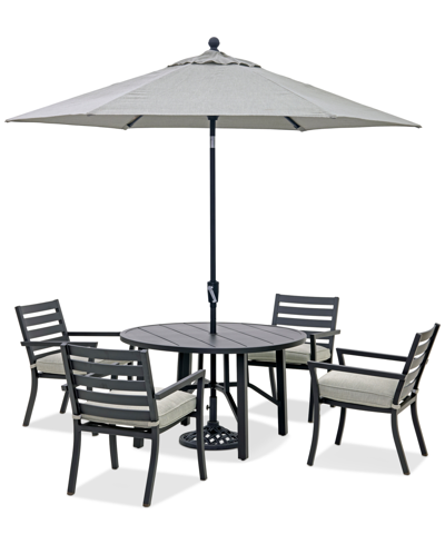 Agio Astaire Outdoor 5-pc Dining Set (48" Round Table + 4 Dining Chairs) In Oyster Light Grey