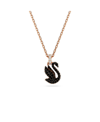 Swarovski Swan Pendant Black Rose Gold-tone Plated In Black