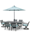 Agio Astaire Outdoor 7-pc Dining Set (84x42" Table + 4 Dining Chairs + 2 Swivel Chairs), Created For Macy In Spa Light Blue